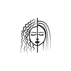 woman, curly, straight hair icon. Element of anti aging outline icon for mobile concept and web apps. Thin line woman, curly, straight hair icon can be used for web and mobile