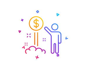 Income money line icon. Wealth sign. Credit card symbol. Gradient line button. Income money icon design. Colorful geometric shapes. Vector