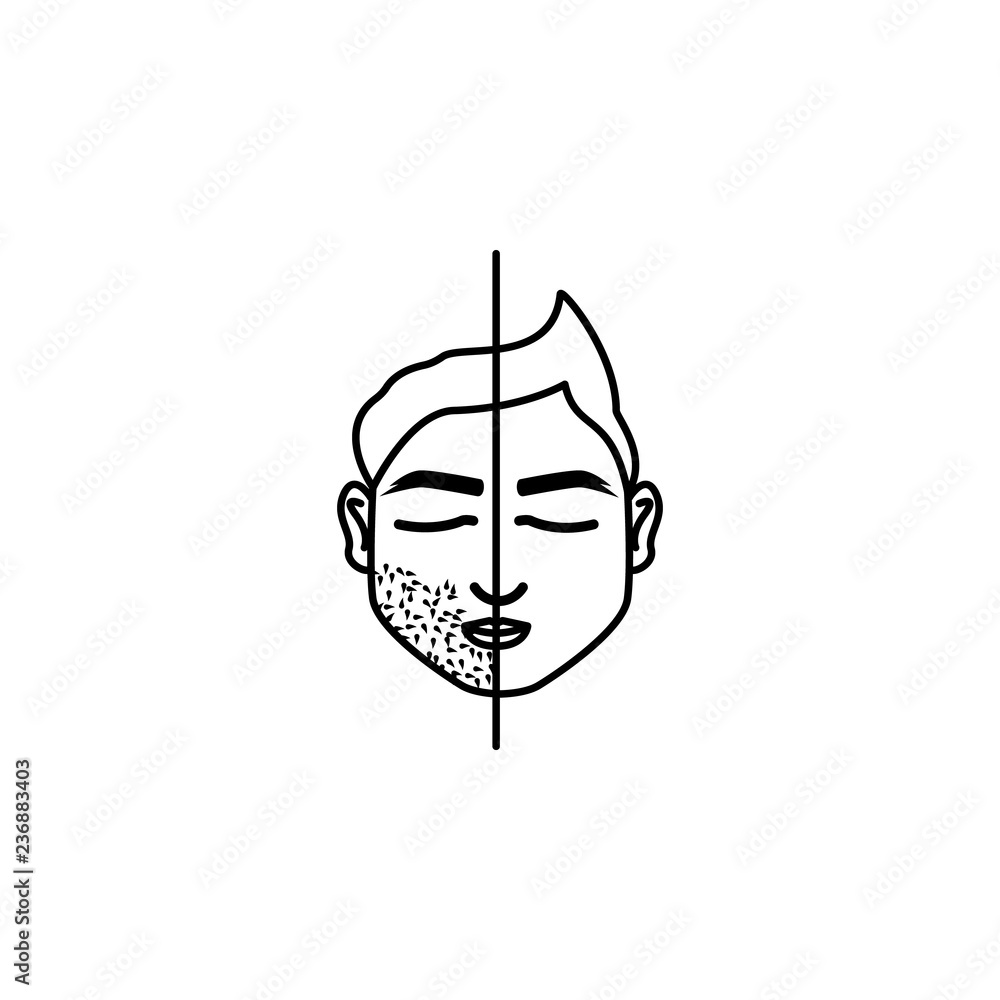 Poster man beard cutting icon. element of anti aging outline icon for mobile concept and web apps. thin lin