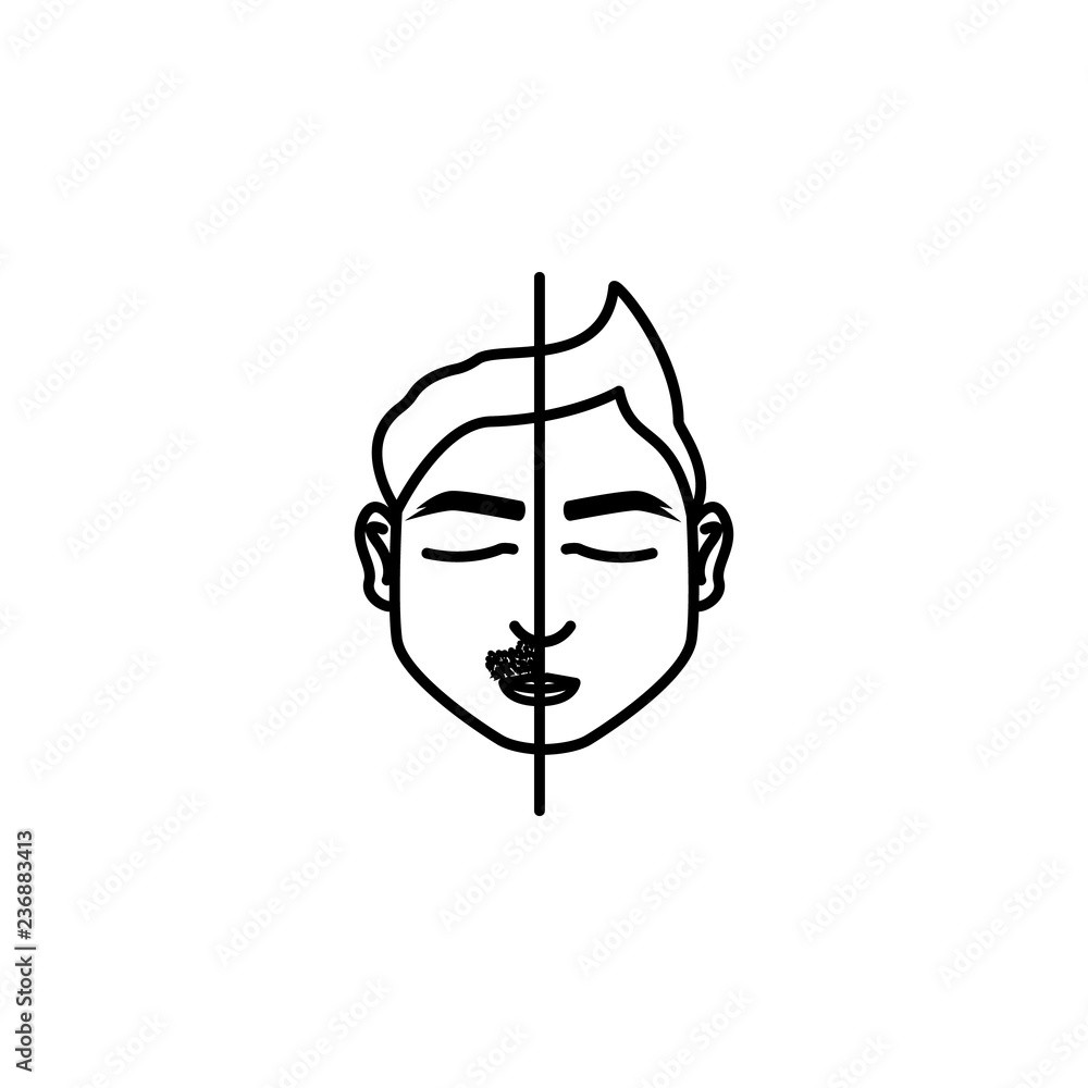 Poster man mustache cutting icon. element of anti aging outline icon for mobile concept and web apps. thin 