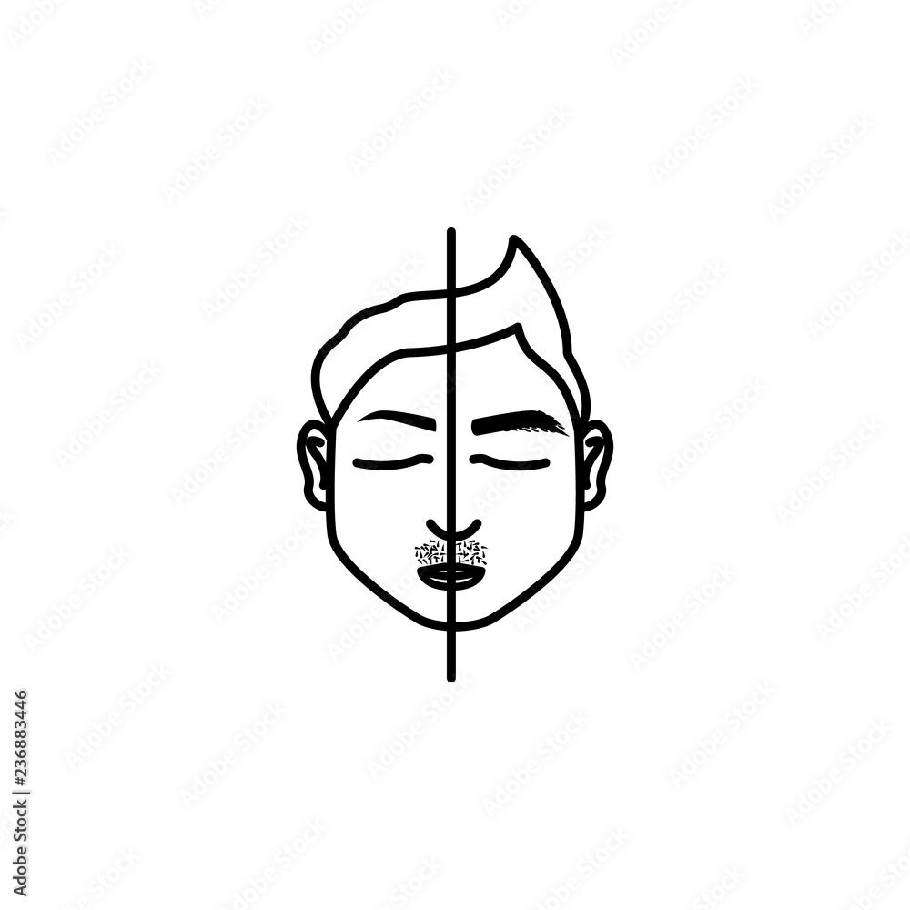 Poster man eyebrow cutting icon. element of anti aging outline icon for mobile concept and web apps. thin l
