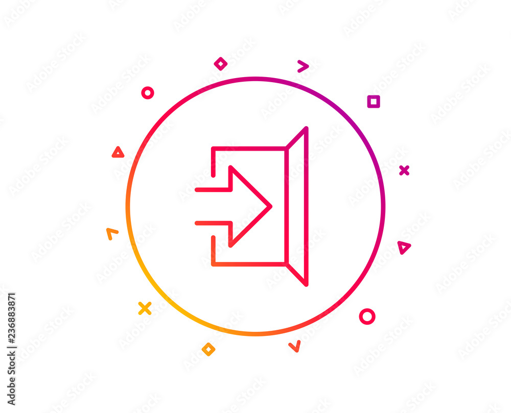 Aufkleber exit line icon. open door sign. entrance symbol with arrow. gradient pattern line button. exit icon 