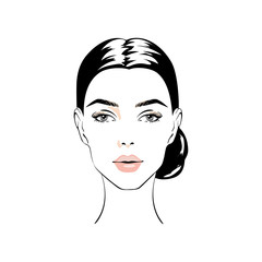 illustration of women bun hair style icon, logo women face on white background, vector. icon beauty woman with luxurious cute bun hairstyle. Idea for card typography vector. - 236883800