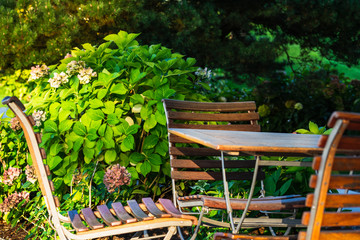 Photo of a outdoor coffee tables that can be used for mock ups, design, art and patterns, background and textures.