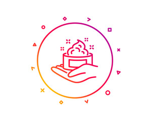 Skin care cream line icon. Gel or lotion sign. Hand symbol. Gradient pattern line button. Skin care icon design. Geometric shapes. Vector