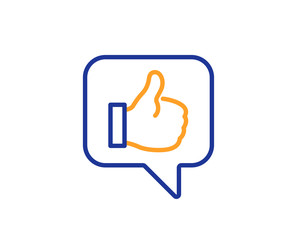 Like line icon. Thumbs up sign. Positive feedback, social media symbol. Colorful outline concept. Blue and orange thin line color Like icon. Vector