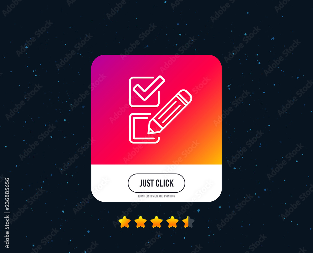 Poster checkbox line icon. survey choice sign. business review symbol. web or internet line icon design. ra