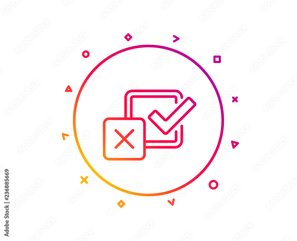 Poster checkbox line icon. survey choice sign. business review symbol. gradient pattern line button. checkb