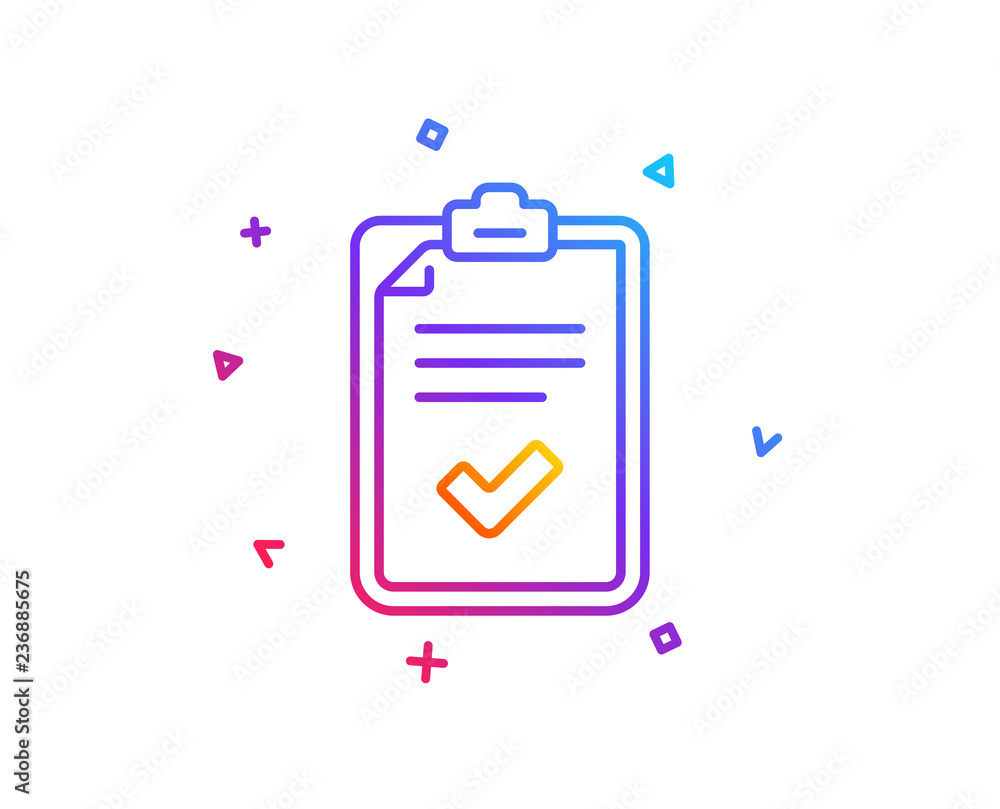 Poster checklist line icon. survey report sign. business review symbol. gradient line button. checklist ico