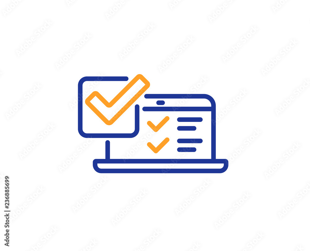 Poster online survey line icon. select answer sign. web interview symbol. colorful outline concept. blue an