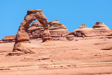 Fototapeta na wymiar A landscape view of the Delicate Arch in Arches National Park in Utah.