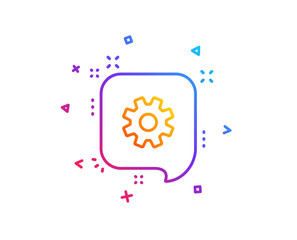 Cogwheel line icon. Technical settings sign. Gradient line button. Cogwheel icon design. Colorful geometric shapes. Vector