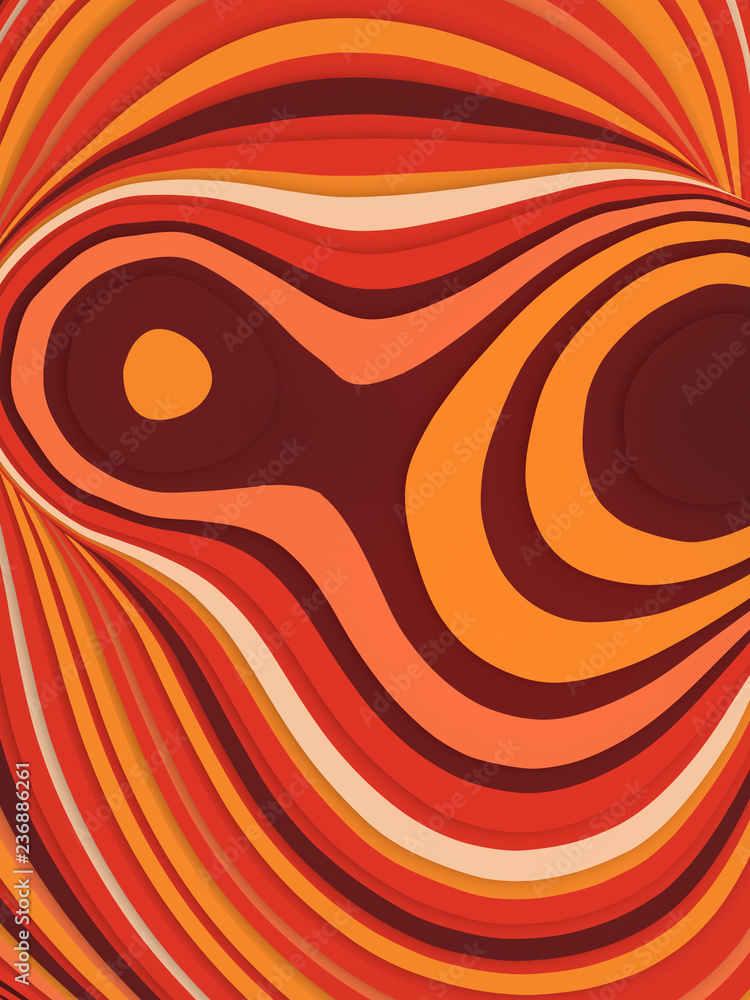 Poster Orange colored sliced shape. Computer generated abstract geometric 3D render illustration