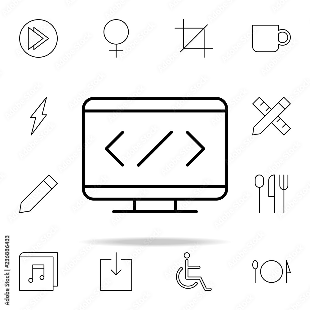 Poster coding icon. minimal universal theme icons universal set for web and mobile