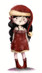 niña con vestido de navidad