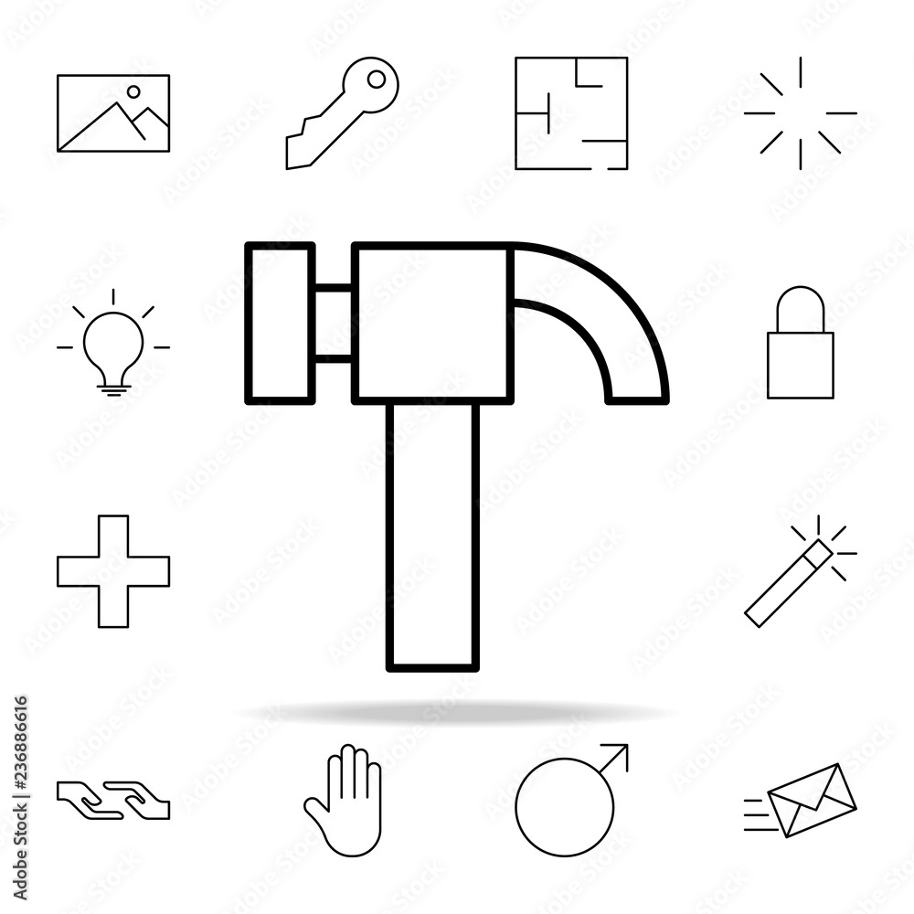 Aufkleber hammer icon. minimal universal theme icons universal set for web and mobile
