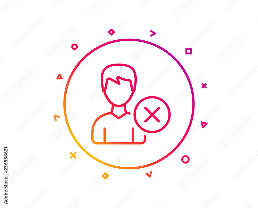 Poster remove user line icon. profile avatar sign. male person silhouette symbol. gradient pattern line but