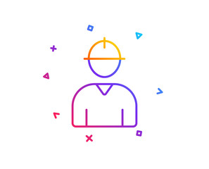 Worker line icon. Engineer Profile sign. Male Person silhouette symbol. Gradient line button. Engineer icon design. Colorful geometric shapes. Vector