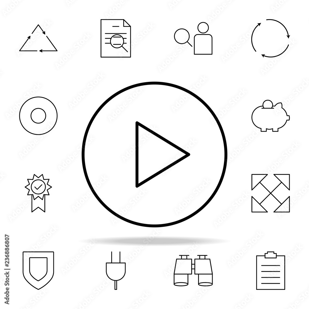 Poster play circular button icon. minimal universal theme icons universal set for web and mobile