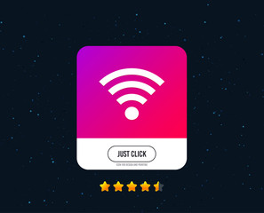 Wifi sign. Wi-fi symbol. Wireless Network icon. Wifi zone. Web or internet icon design. Rating stars. Just click button. Vector