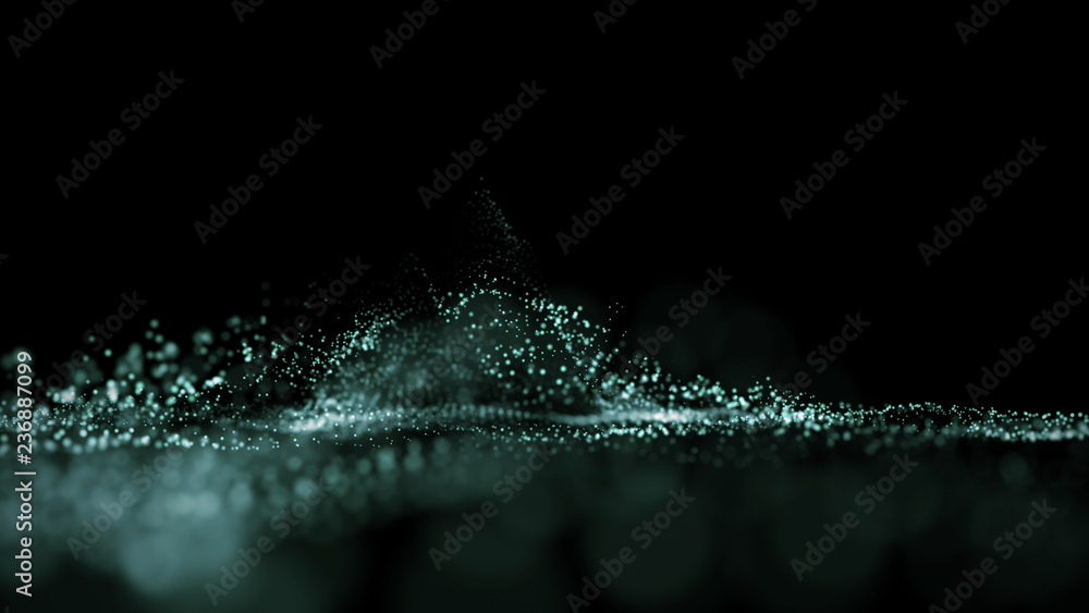 Poster big data visualization 3d. digital background. data threads plot. big data. abstract 3d big data vis