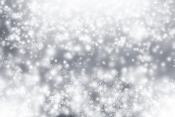 white blur abstract background. bokeh christmas blurred beautiful shiny Christmas lights. Snow background.