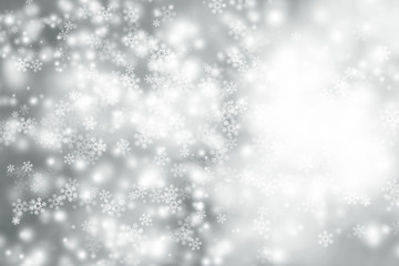 white snow blur abstract background. Bokeh Christmas blurred beautiful shiny Christmas lights