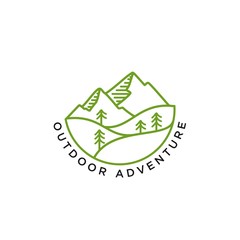 Mountain background with natural. Mountain Vector illustration in mono line style.