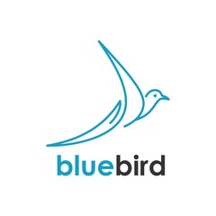 bird logo design with one line combinationBird Vector illustration in mono line style.
