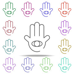 Hamsa hand icon. Elements of hannukah in multi color style icons. Simple icon for websites, web design, mobile app, info graphics