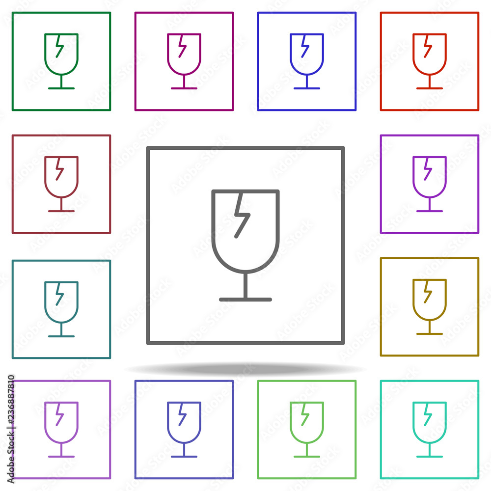 Poster fragile icon. elements of packaging symbols in multi color style icons. simple icon for websites, we