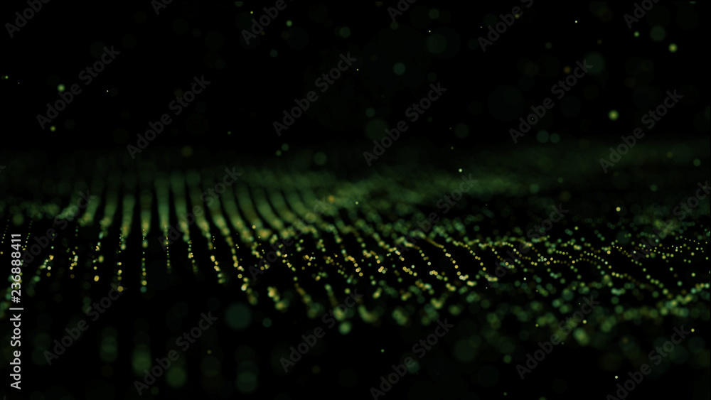 Poster big data visualization. visual information complexity. data threads plot. 3d rendering. data technol