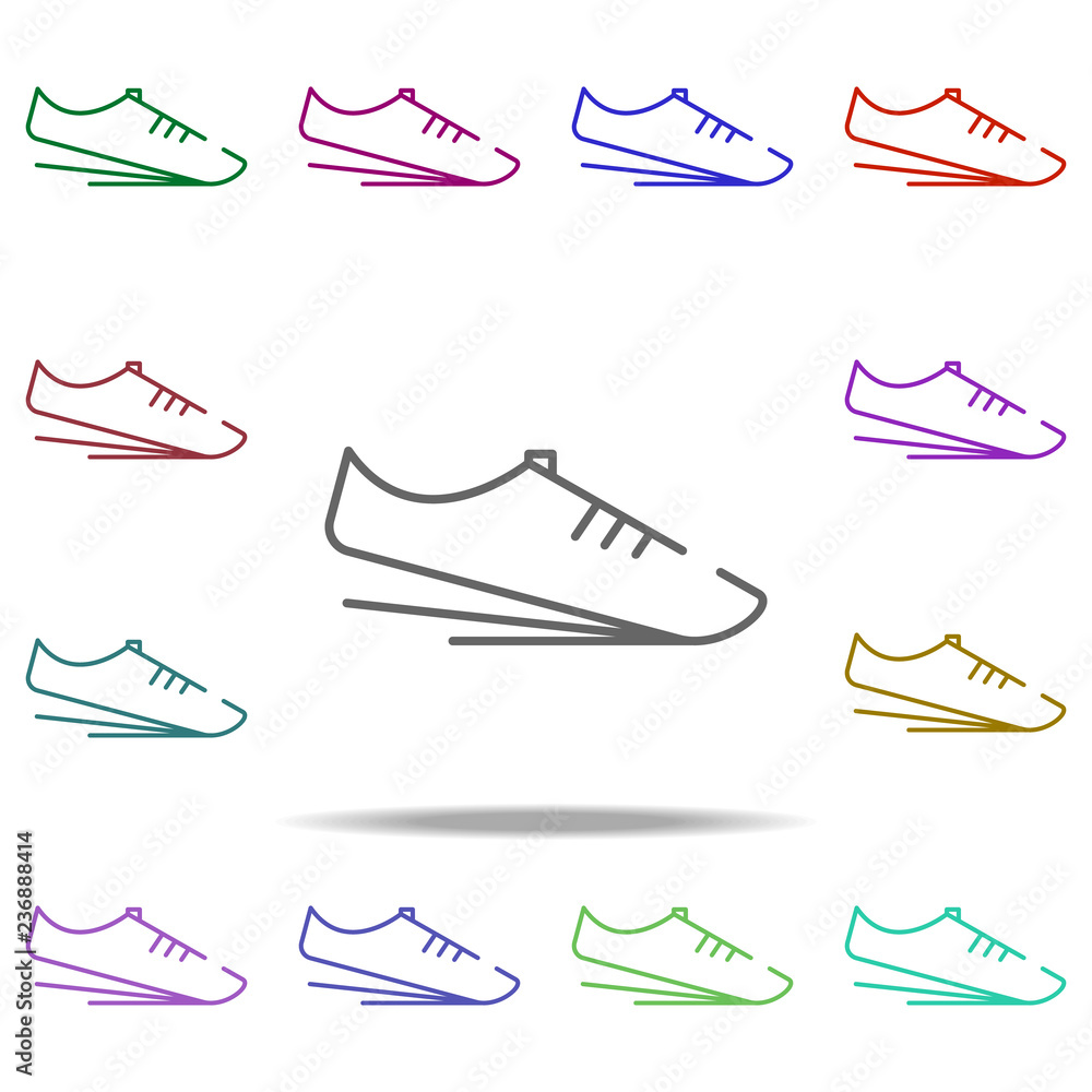Poster sneakers icon. elements of speedometer in multi color style icons. simple icon for websites, web des