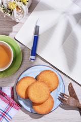 Custard cake  on the table
