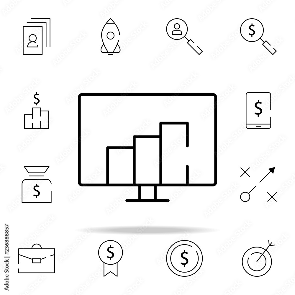 Poster pc monitor, computer icon. stratup icons universal set for web and mobile