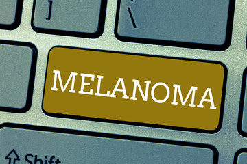 Handwriting text Melanoma. Concept meaning A malignant tumor associated with skin cancer Benign moles.