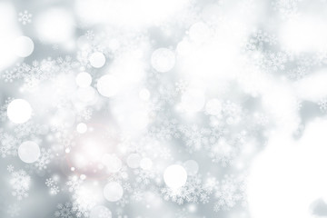 white blur abstract background. bokeh christmas blurred beautiful shiny Christmas lights. Snow background.