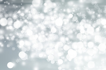 white snow blurred abstract background. bokeh christmas blurred beautiful shiny Christmas lights