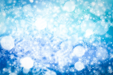 white circle on blue blur abstract background. bokeh Christmas blurred beautiful shiny Christmas lights