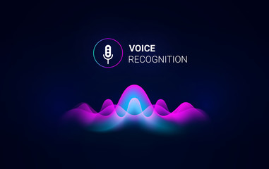 Personal assistant voice recognition concept. Artificial intelligence technologies. Sound wave logo concept for voice recognition application, website background or home smart system assistant.Vector