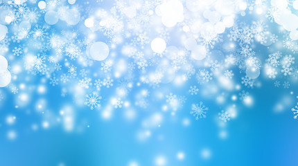 white circle on blue blur abstract background. bokeh Christmas blurred beautiful shiny Christmas lights