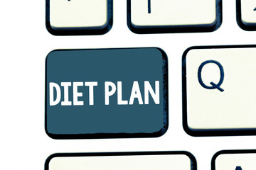 Text sign showing Diet Plan. Conceptual photo Use of specific intake of nutrition for health analysisagement reasons.