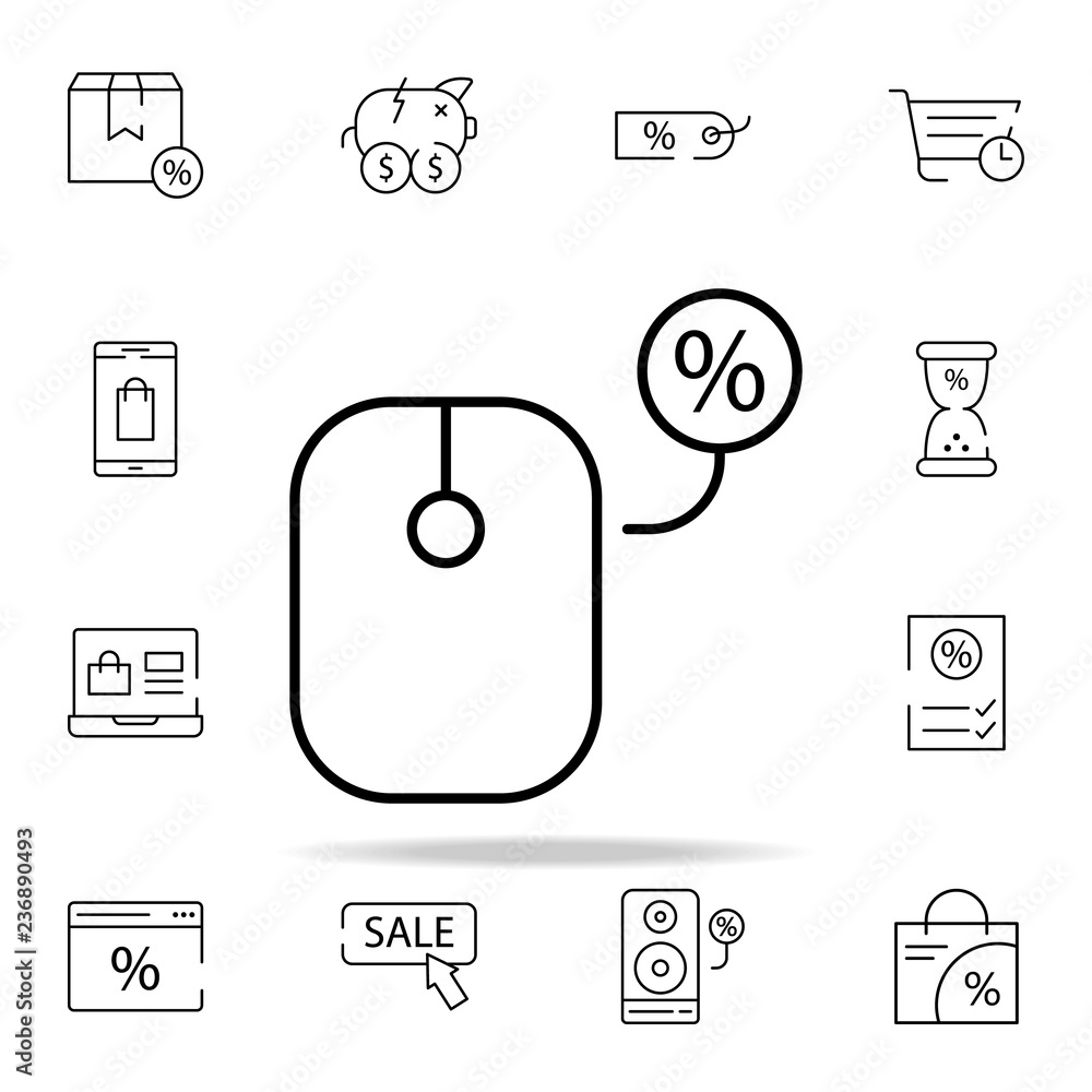 Aufkleber mouse click discount icon. cyber monday icons universal set for web and mobile