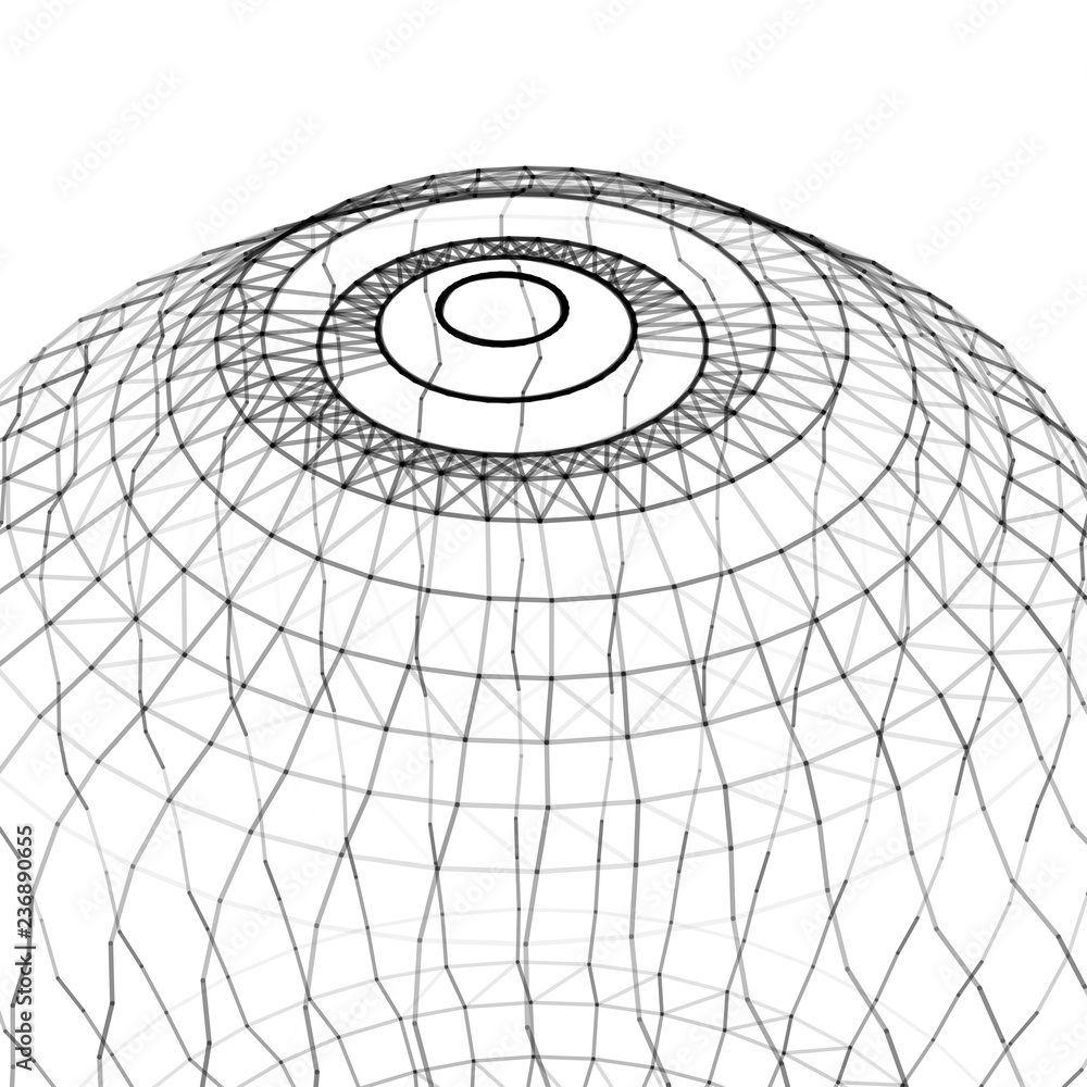 Poster abstract 3d sphere made of points. futuristic technology style. sphere particles. background vector.