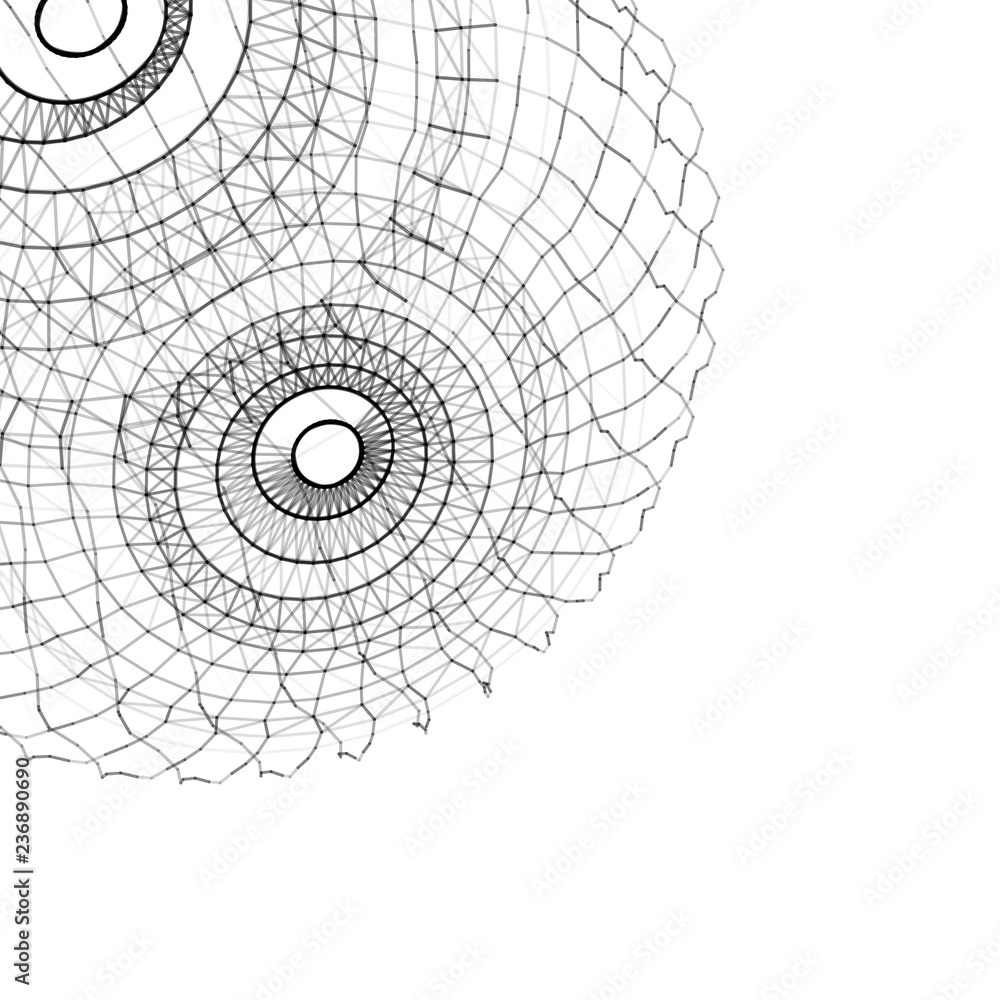 Poster abstract 3d sphere made of points. futuristic technology style. sphere particles. background vector.