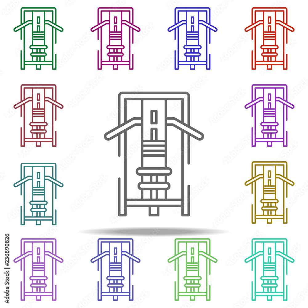 Poster lat, machine icon. elements of gym in multi color style icons. simple icon for websites, web design,