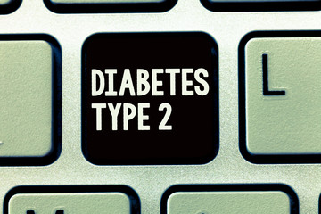 Writing note showing Diabetes Type 2. Business photo showcasing condition which body does not use...