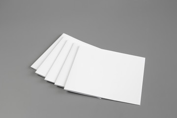 Blank portrait mock-up paper. brochure magazine isolated on gray, changeable background / white...