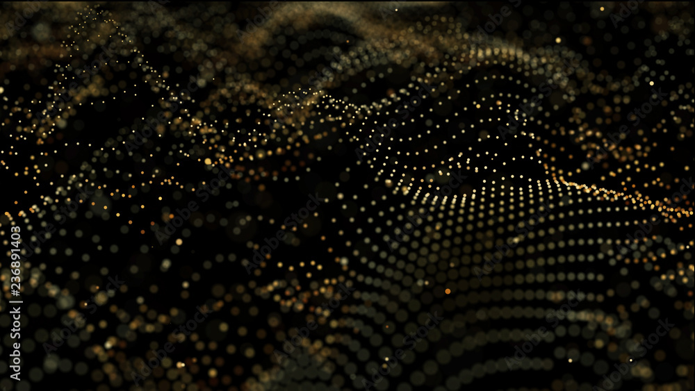 Poster big data visualization. visual information complexity. data threads plot. 3d rendering. data technol