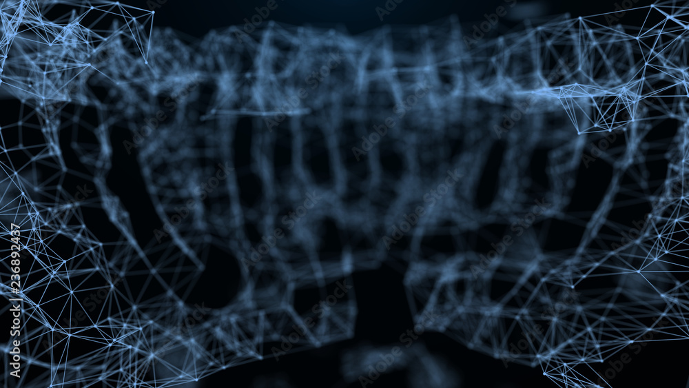 Poster abstract grid wormhole. 3d portal. wireframe tunnel. futuristic technology style. abstract 3d
